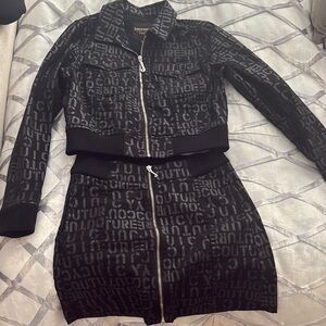 Juicy Couture Black Logo Jacket and Skirt Set